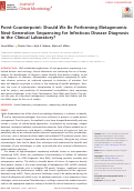 Cover page: Point-Counterpoint: Should We Be Performing Metagenomic Next-Generation Sequencing for Infectious Disease Diagnosis in the Clinical Laboratory?