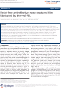 Cover page: Resist-free antireflective nanostructured film fabricated by thermal-NIL.