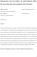 Cover page: Entrepreneurs and Newsvendors: Do Small Businesses Follow the Newsvendor Logic When Making Inventory Decisions?