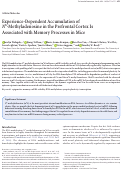 Cover page: Experience-Dependent Accumulation of N6-Methyladenosine in the Prefrontal Cortex Is Associated with Memory Processes in Mice