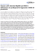 Cover page: Humans with inherited MyD88 and IRAK-4 deficiencies are predisposed to hypoxemic COVID-19 pneumonia.