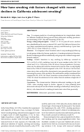 Cover page: How have smoking risk factors changed with recent declines in California adolescent smoking?