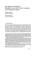 Cover page: The Rationale for Regulation: Shareholder Losses under Various Assumptions about Managerial Cognition