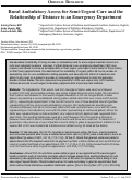 Cover page: Rural Ambulatory Access for Semi-Urgent Care and the Relationship of Distance to an Emergency Department