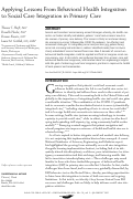 Cover page: Applying Lessons From Behavioral Health Integration to Social Care Integration in Primary Care