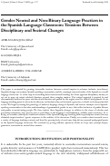 Cover page: Gender neutral and non-binary language practices in the Spanish language classroom: Tensions between disciplinary and societal changes