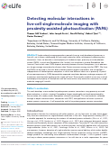 Cover page: Detecting molecular interactions in live-cell single-molecule imaging with proximity-assisted photoactivation (PAPA)