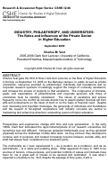 Cover page: Industry, Philanthropy, and Universities: The Roles and Influences of the Private Sector in Higher Education