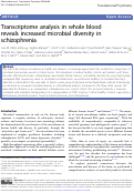 Cover page: Transcriptome analysis in whole blood reveals increased microbial diversity in schizophrenia