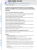 Cover page: A Spanish-Language Risk Perception Survey for Developing Diabetes: Translation Process and Assessment of Psychometric Properties.