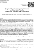 Cover page: Sleep Self-Report and Actigraphy Measures in Healthy Midlife Women: Validity of the Pittsburgh Sleep Quality Index