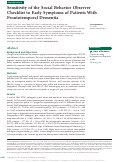 Cover page: Sensitivity of the Social Behavior Observer Checklist to Early Symptoms of Patients With Frontotemporal Dementia.