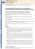 Cover page: Psychophysiological Responses to Emotional Stimuli in Children and Adolescents with Autism and Fragile X Syndrome