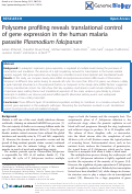 Cover page: Polysome profiling reveals translational control of gene expression in the human malaria parasite Plasmodium falciparum