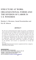 Cover page: STRUCTURE AT WORK: ORGANIZATIONAL FORMS AND THE DIVISION OF LABOR IN US WINERIES