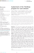 Cover page: Sustainment of the TeleSleep program for rural veterans.