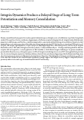 Cover page: Integrin Dynamics Produce a Delayed Stage of Long-Term Potentiation and Memory Consolidation