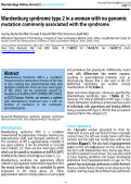 Cover page: Wardenburg syndrome type 2 in a woman with no genomic mutation commonly associated with the syndrome
