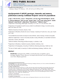 Cover page: Apolipoprotein E (APOE) genotype, dementia, and memory performance among Caribbean Hispanic versus US populations.