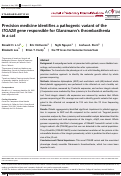 Cover page: Precision medicine identifies a pathogenic variant of the ITGA2B gene responsible for Glanzmann's thrombasthenia in a cat