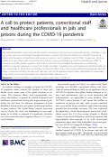 Cover page: A call to protect patients, correctional staff and healthcare professionals in jails and prisons during the COVID-19 pandemic