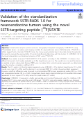 Cover page: Validation of the standardization framework SSTR-RADS 1.0 for neuroendocrine tumors using the novel SSTR‑targeting peptide [18F]SiTATE.