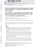 Cover page: Outreach invitations for FIT and colonoscopy improve colorectal cancer screening rates: A randomized controlled trial in a safety-net health system.