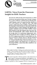 Cover page: LGBTQ+ Voices From the Classroom: Insights for ESOL Teachers