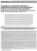 Cover page: Using mouse and zebrafish models to understand the etiology of developmental defects in Cornelia de Lange Syndrome