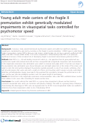 Cover page: Young adult male carriers of the Fragile X premutation exhibit genetically modulated impairments in visuospatial tasks controlled for psychomotor speed