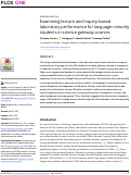 Cover page: Examining lecture and inquiry-based laboratory performance for language minority students in science gateway courses