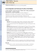 Cover page: Social Integration and Pulmonary Function in the Elderly