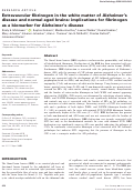 Cover page: Extravascular fibrinogen in the white matter of Alzheimer’s disease and normal aged brains: implications for fibrinogen as a biomarker for Alzheimer’s disease