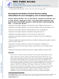 Cover page: Development and Testing of Shared Decision Making Interventions for Use in Emergency Care: A Research Agenda