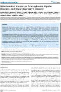 Cover page: Mitochondrial Variants in Schizophrenia, Bipolar Disorder, and Major Depressive Disorder