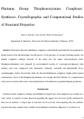 Cover page: Platinum Group Thiophenoxyimine Complexes: Syntheses, Crystallographic and Computational 
Studies of Structural Properties