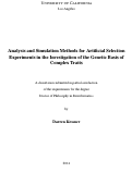 Cover page: Analysis and Simulation Methods for Artificial Selection Experiments in the Investigation of the Genetic Basis of Complex Traits