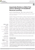 Cover page: Impulsivity Relates to Multi-Trial Choice Strategy in Probabilistic Reversal Learning.