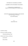 Cover page: A Glimpse into the Lived Experiences of English as a Second Language (ESL) Contingent Faculty