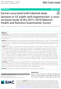 Cover page: Factors associated with habitual sleep duration in US adults with hypertension: a cross-sectional study of the 2015–2018 National Health and Nutrition Examination Survey