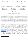 Cover page: Constituent Communication Through Telephone Town Halls: A Field Experiment Involving Members of Congress