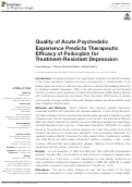 Cover page: Quality of Acute Psychedelic Experience Predicts Therapeutic Efficacy of Psilocybin for Treatment-Resistant Depression