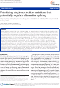 Cover page: Prioritizing single-nucleotide variations that potentially regulate alternative splicing