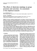 Cover page: The effects of electronic meetings on group processes and outcomes: An assessment of the empirical research