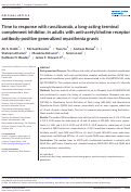 Cover page: Time to response with ravulizumab, a long-acting terminal complement inhibitor, in adults with anti-acetylcholine receptor antibody-positive generalized myasthenia gravis.