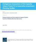 Cover page: Endogenous Assessment of the Capacity Value of Solar PV in Generation Investment Planning Studies