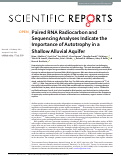 Cover page: Paired RNA Radiocarbon and Sequencing Analyses Indicate the Importance of Autotrophy in a Shallow Alluvial Aquifer