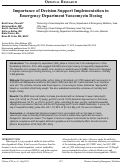 Cover page: Importance of Decision Support Implementation in  Emergency Department Vancomycin Dosing