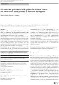 Cover page: Kestenbaum procedure with posterior fixation suture for anomalous head posture in infantile nystagmus