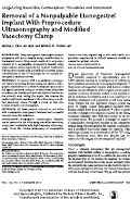 Cover page: Removal of a Nonpalpable Etonogestrel Implant With Preprocedure Ultrasonography and Modified Vasectomy Clamp.